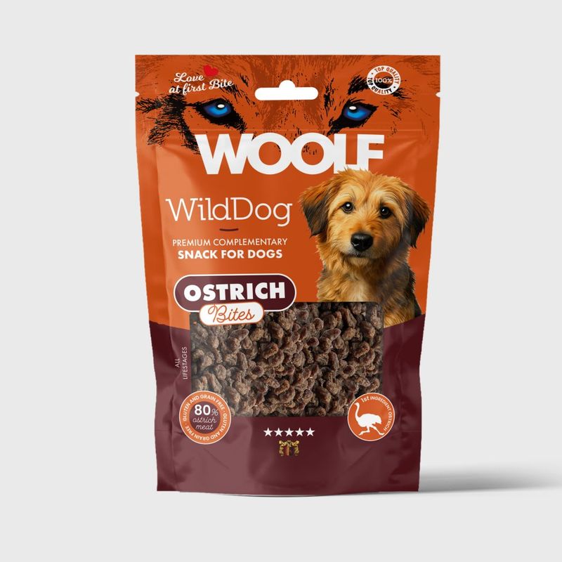 Woolf Wilddog Soft Ostrich Bites 100g